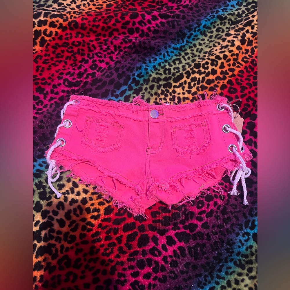 2000’s booty shorts with lacing on the sides
